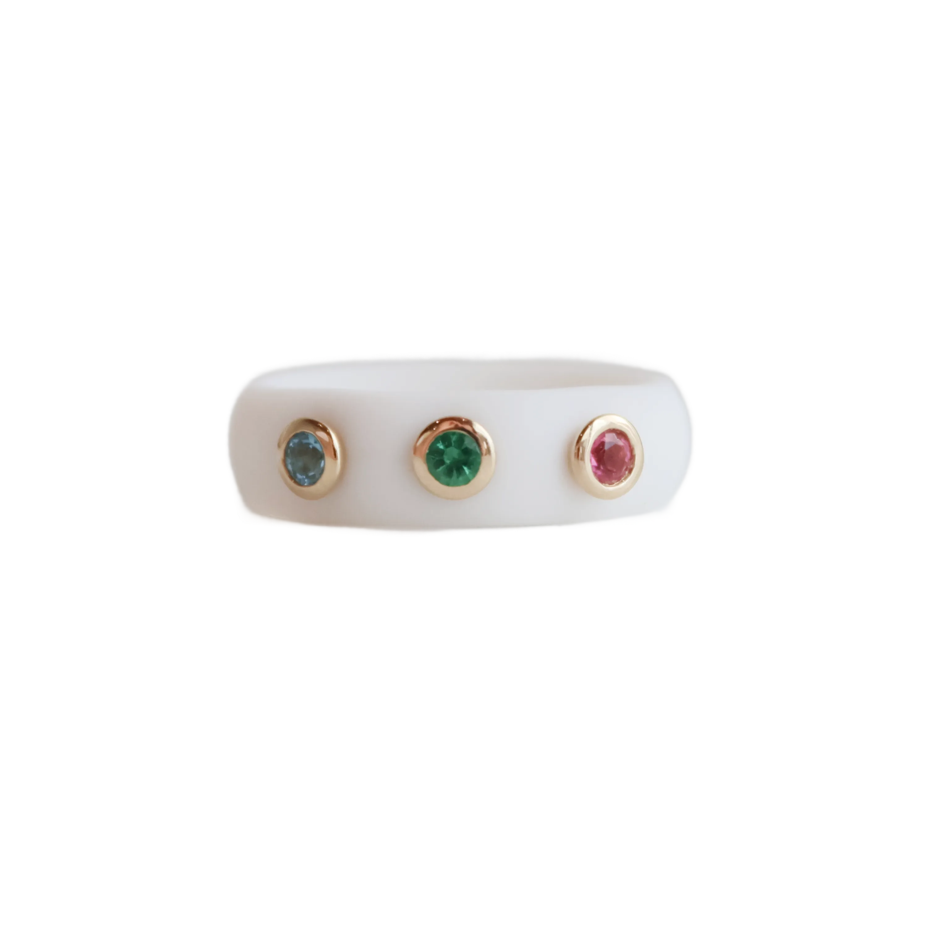 3 Stone Silicone Band - White
