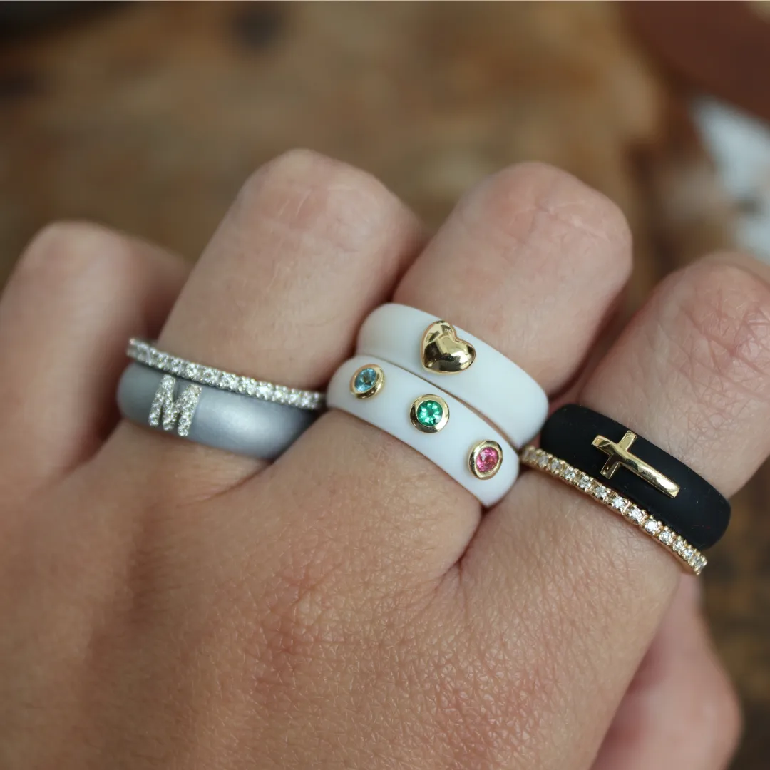 3 Stone Silicone Band - White