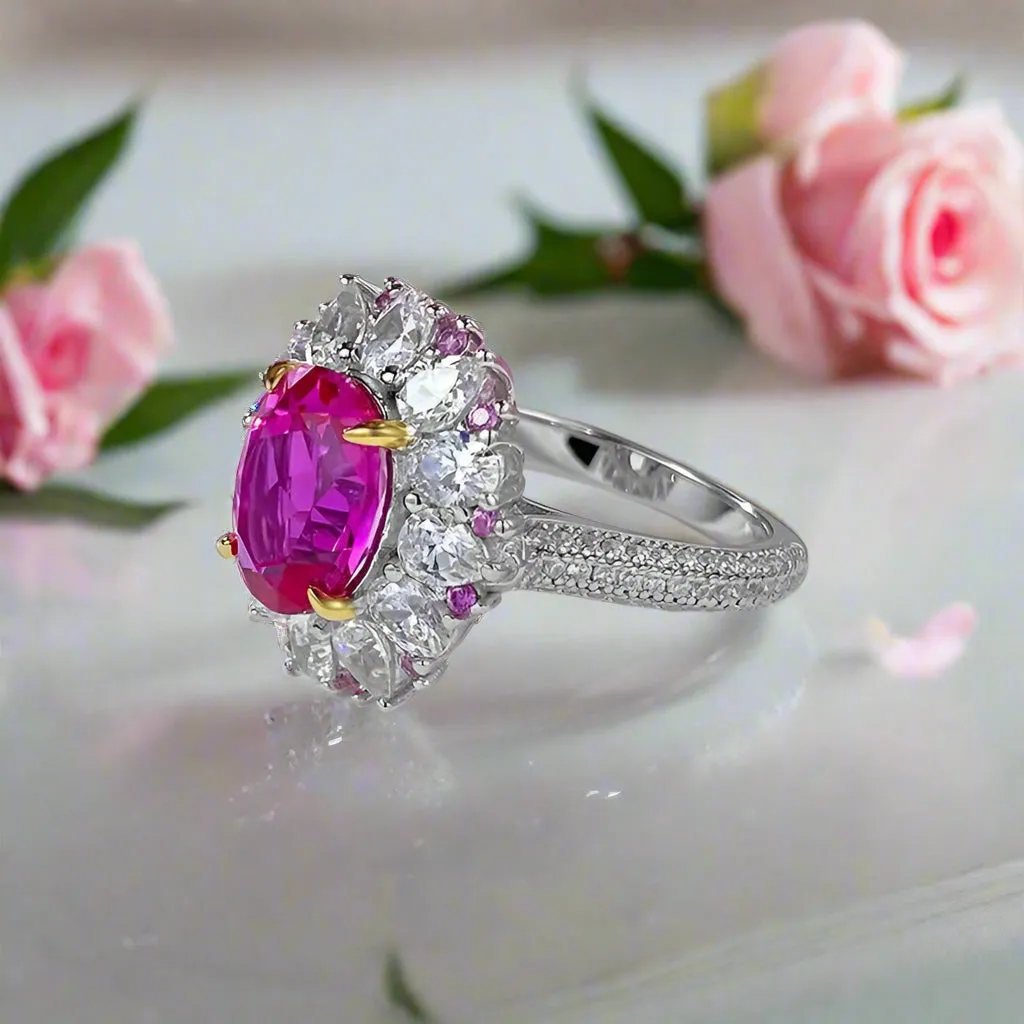 3.0 Ct Oval Cut Diamond Halo Engagement Ring