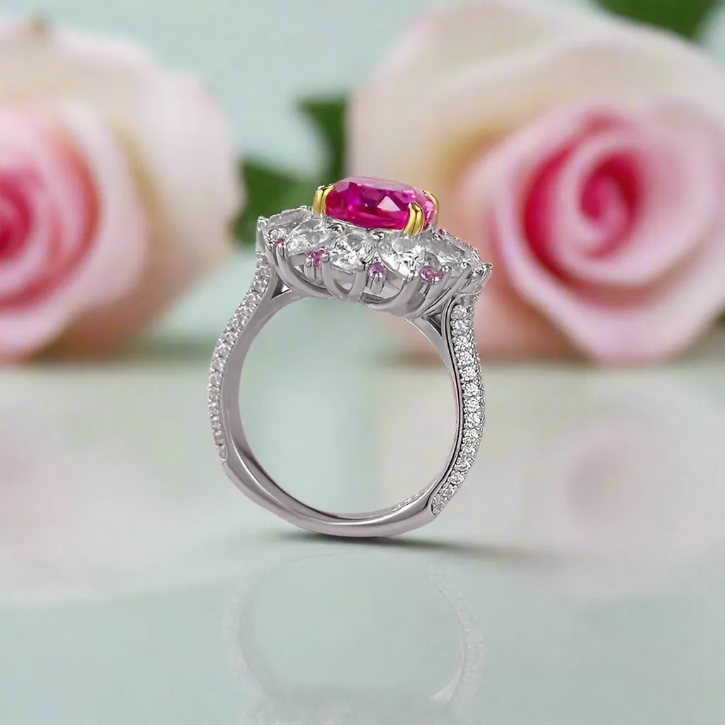 3.0 Ct Oval Cut Diamond Halo Engagement Ring