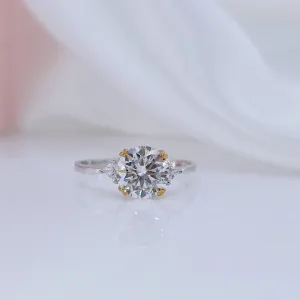 3.0 Ct Round Cut Crackling Diamond Engagement Ring