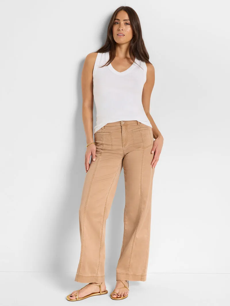 31" Cotton Sateen Wide Leg Pant