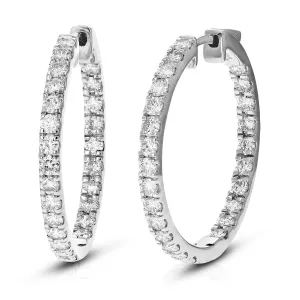 3/4 cttw Lab Grown Diamond Inside Out Hoop Earrings in 925 Silver