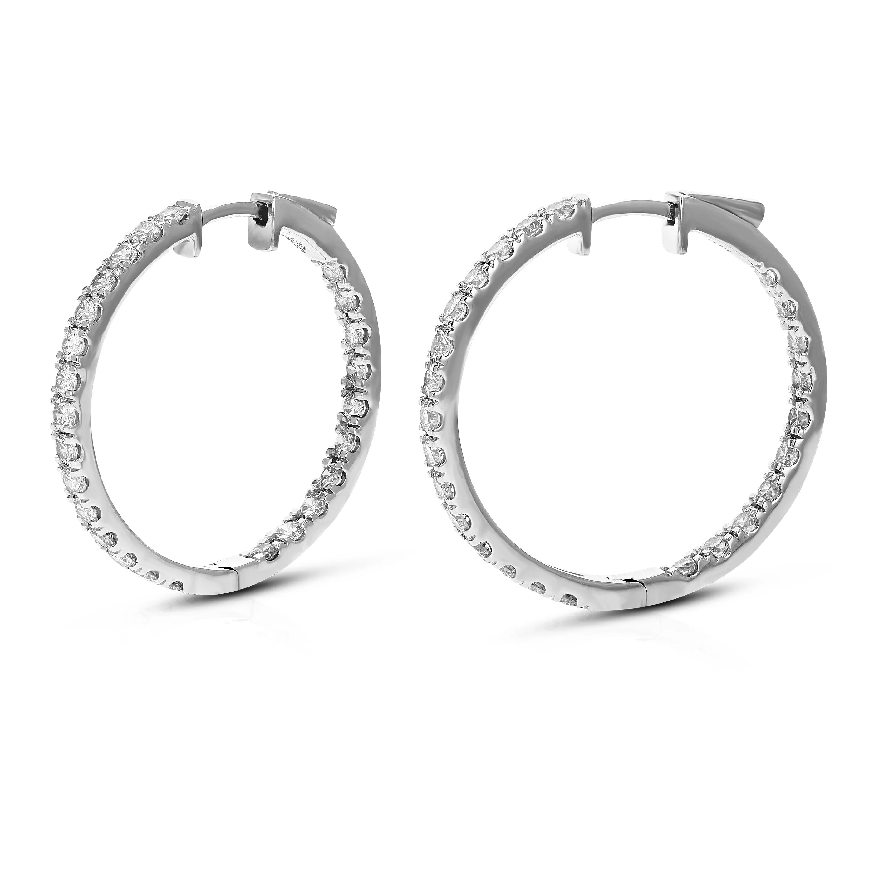 3/4 cttw Lab Grown Diamond Inside Out Hoop Earrings in 925 Silver