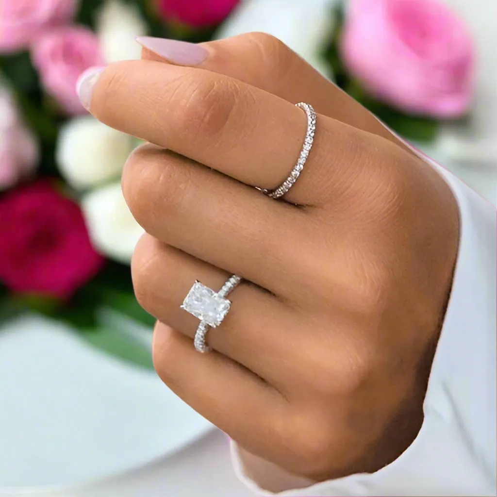 3.5ct Simulated Diamond Radiant Cut Wedding Ring Set