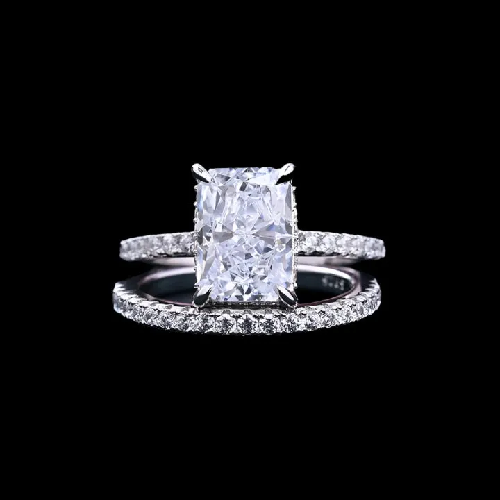 3.5ct Simulated Diamond Radiant Cut Wedding Ring Set