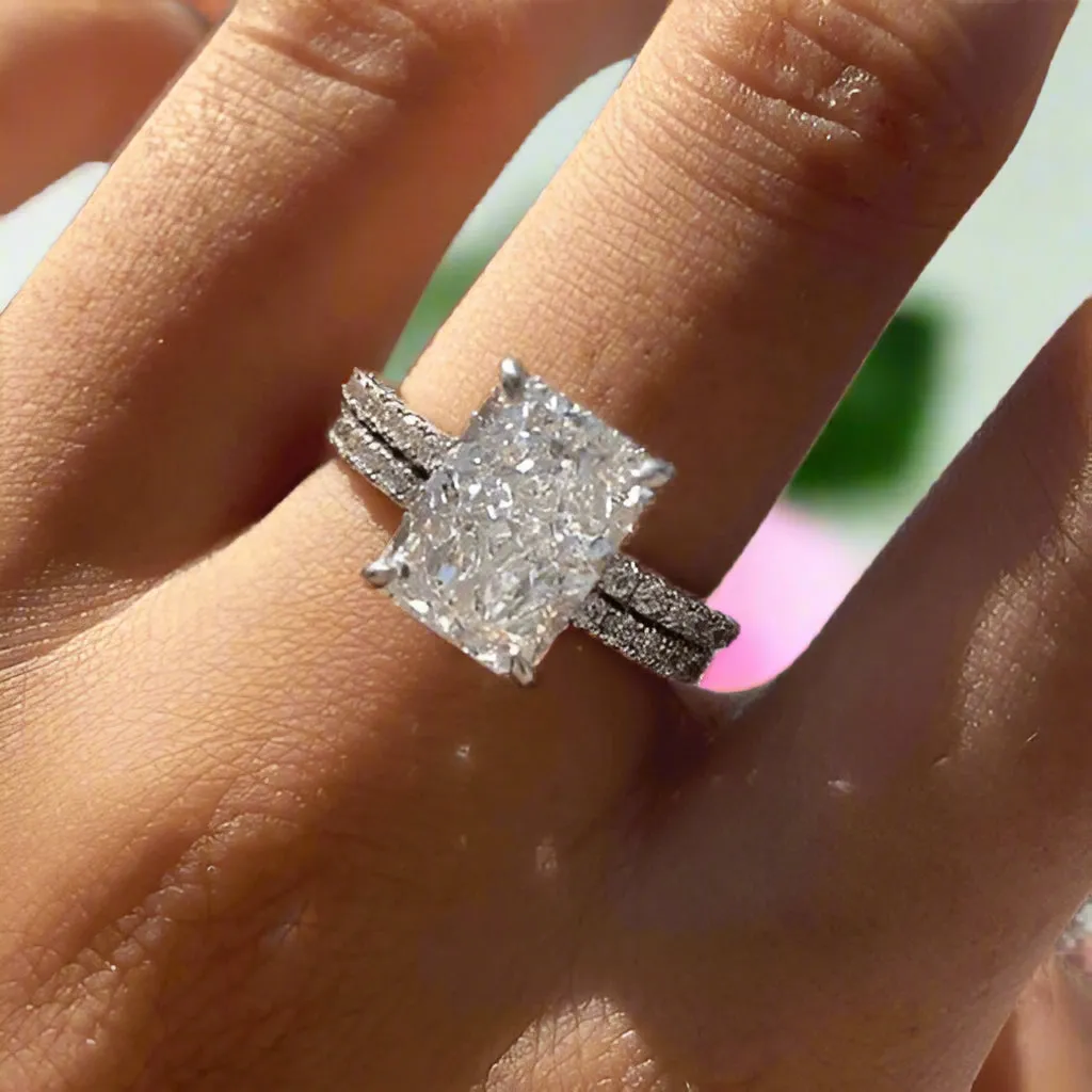 3.5ct Simulated Diamond Radiant Cut Wedding Ring Set