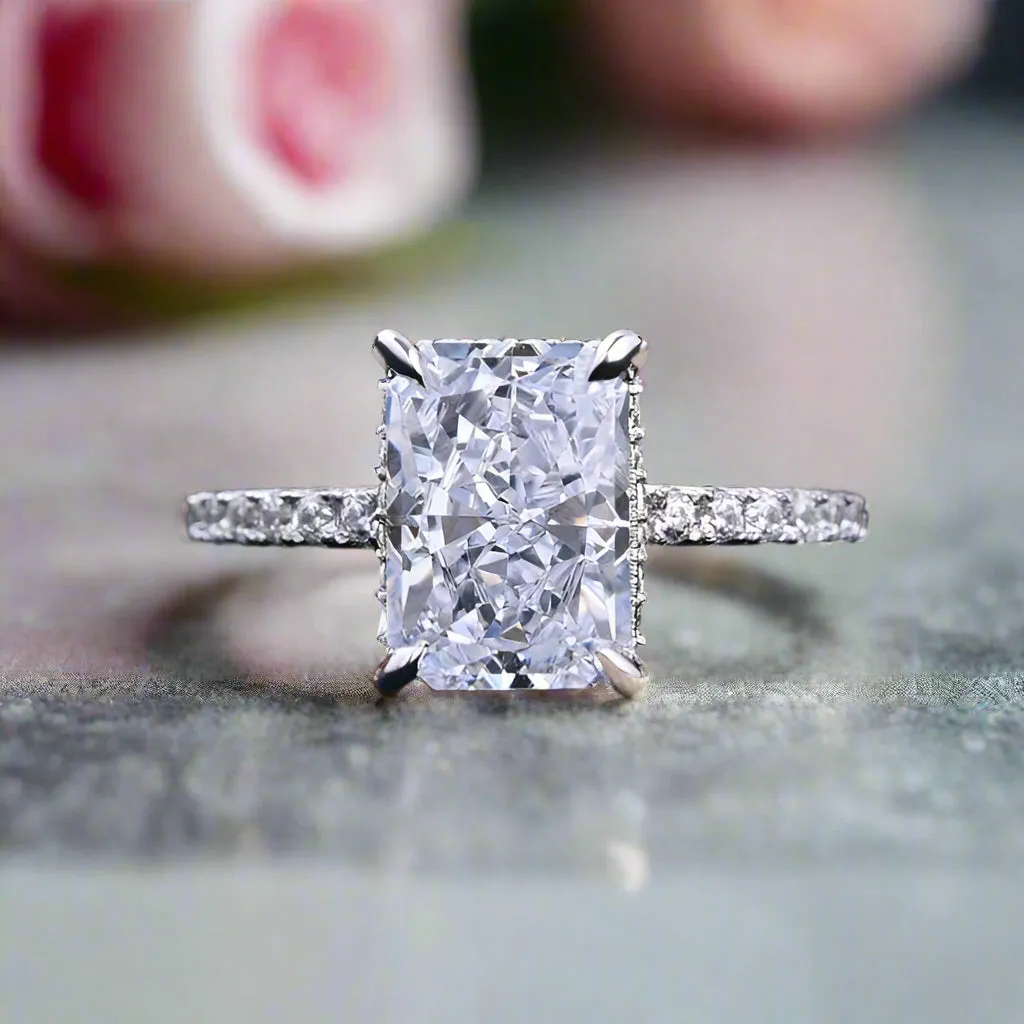 3.5ct Simulated Diamond Radiant Cut Wedding Ring Set