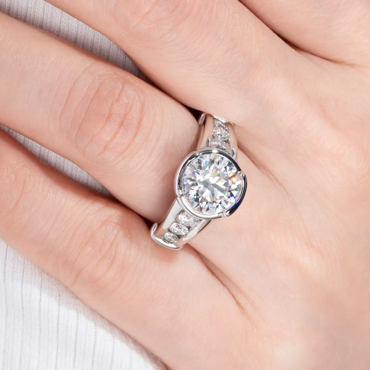 3ct Round Cut Diamond White Gold Luxury Engagement Ring