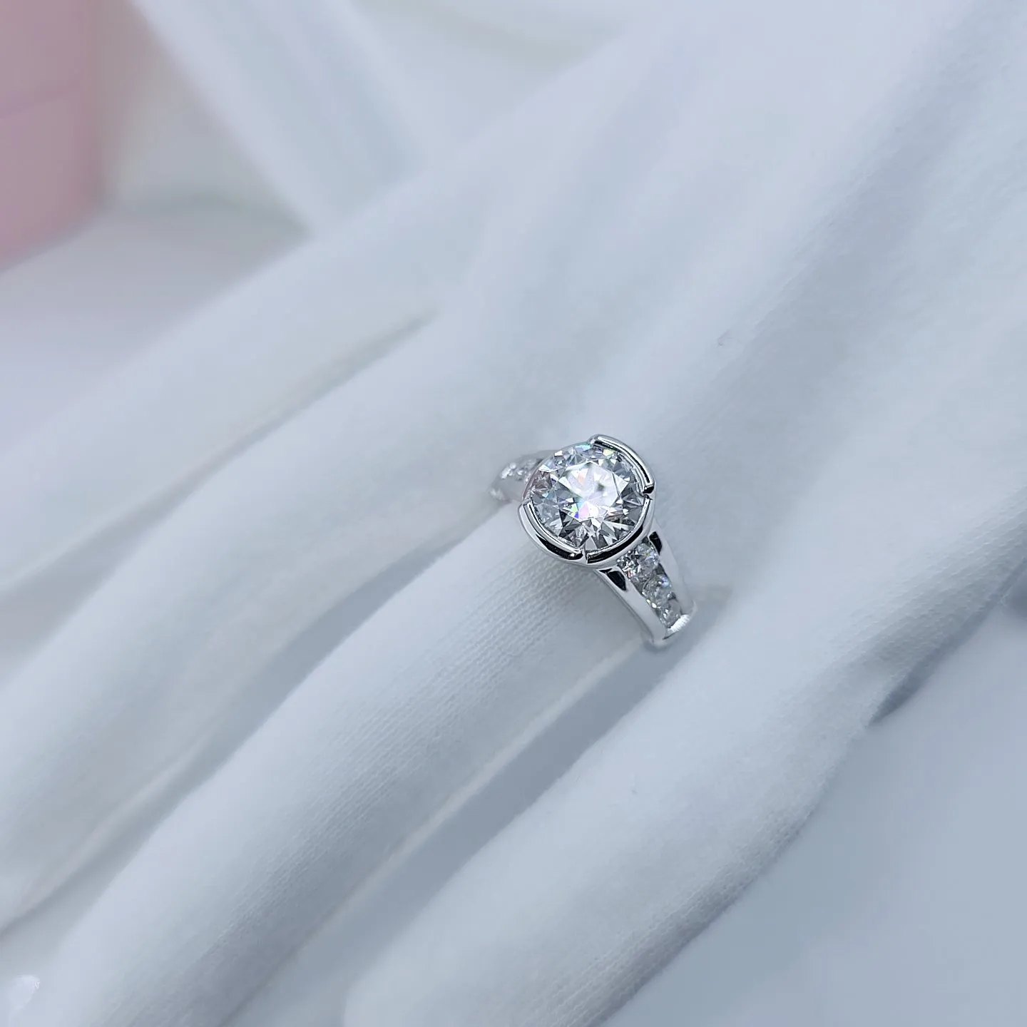3ct Round Cut Diamond White Gold Luxury Engagement Ring
