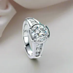 3ct Round Cut Diamond White Gold Luxury Engagement Ring