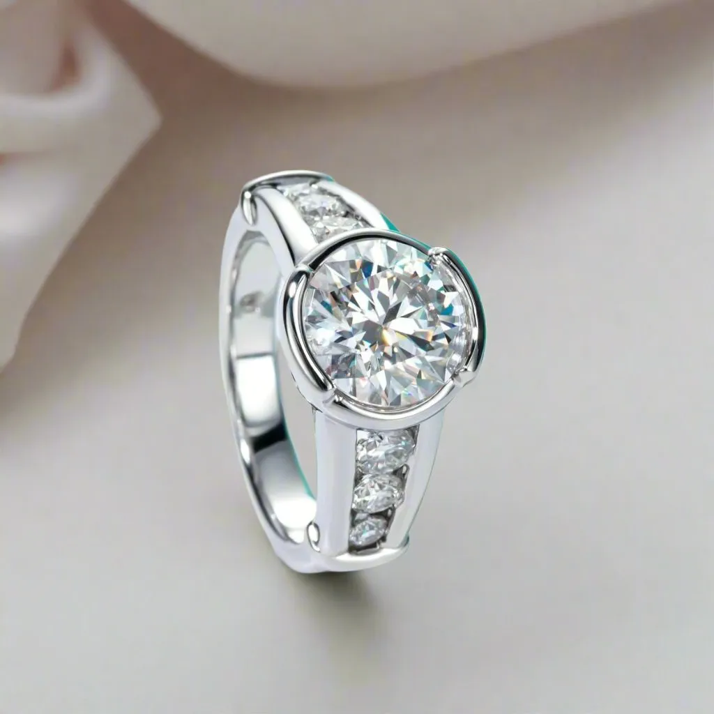 3ct Round Cut Diamond White Gold Luxury Engagement Ring