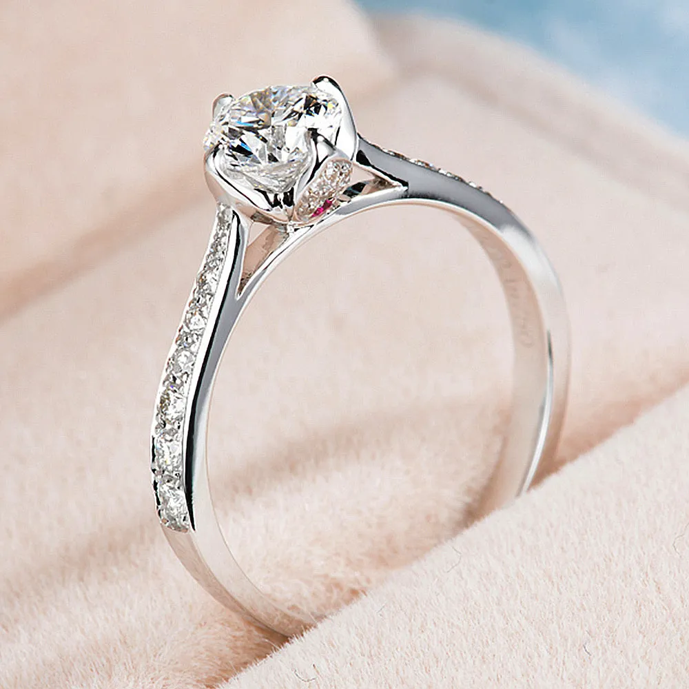 4 Prong Petal GIA Diamond Engagement Ring