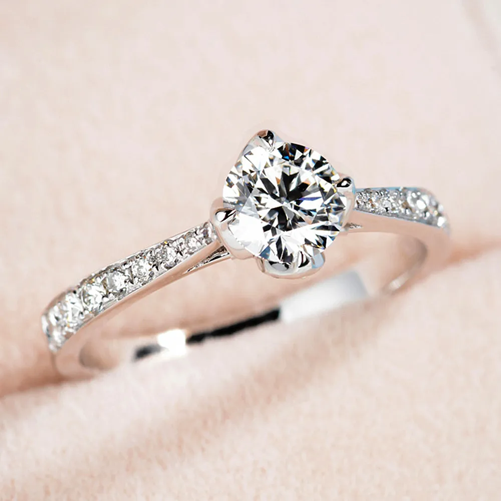 4 Prong Petal GIA Diamond Engagement Ring