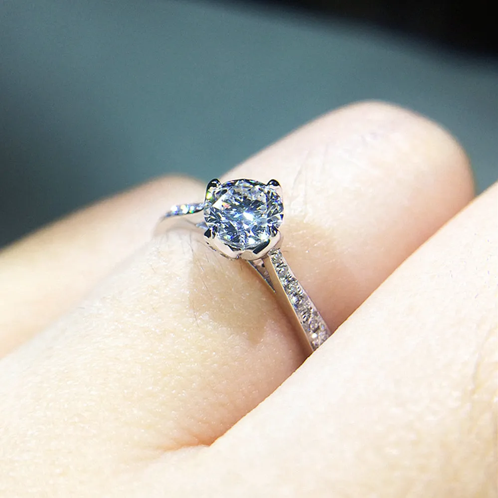 4 Prong Petal GIA Diamond Engagement Ring
