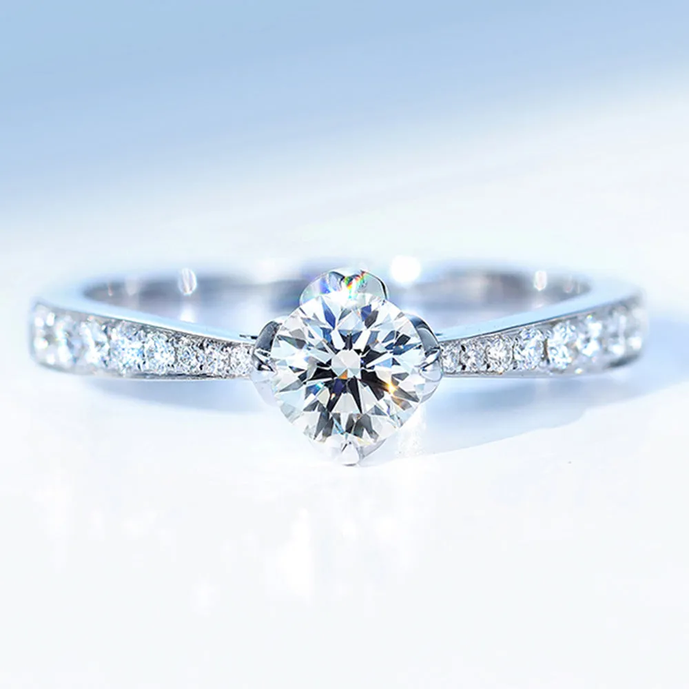 4 Prong Petal GIA Diamond Engagement Ring