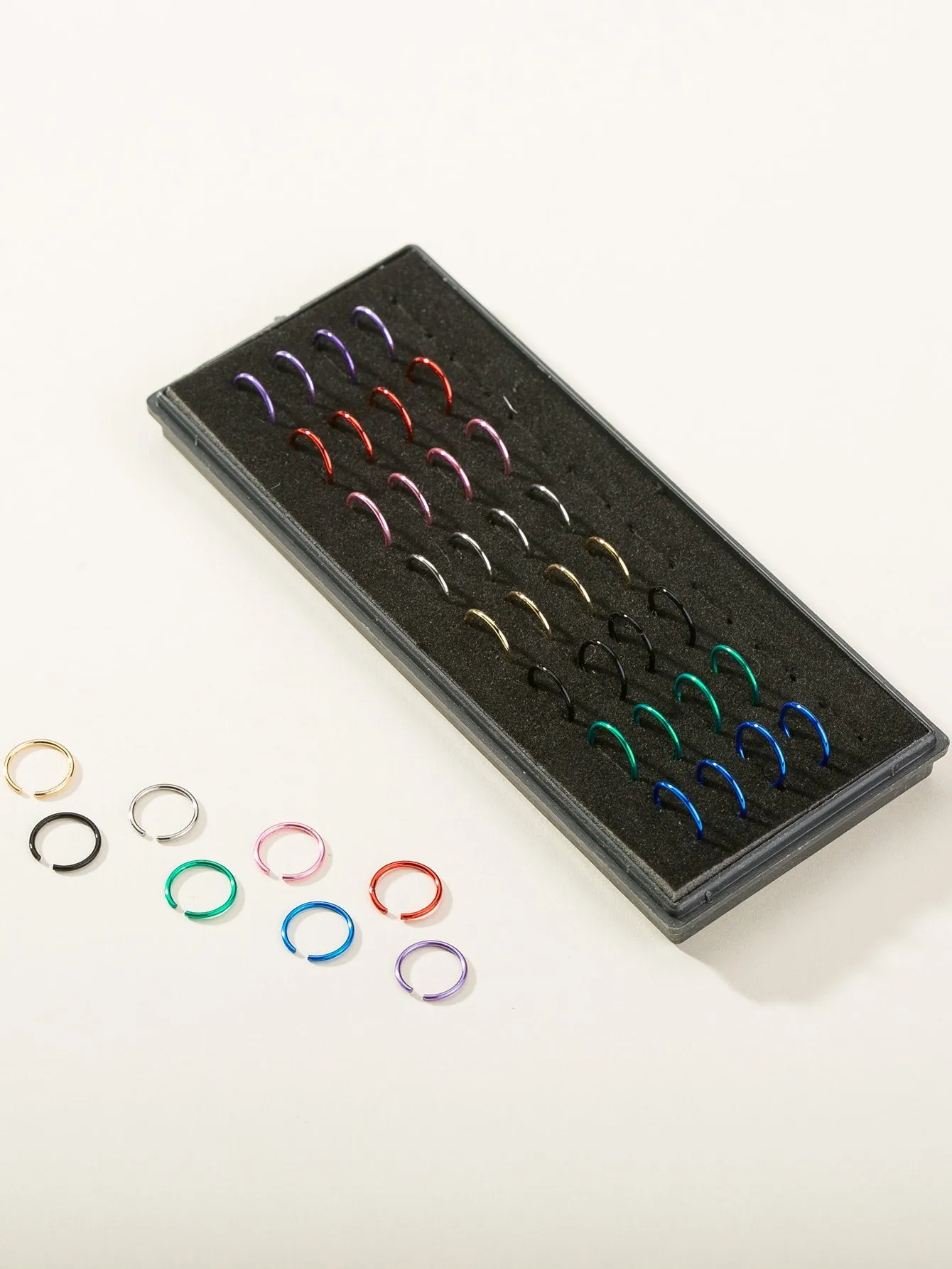 40pcs Colorful Round Nose Ring - Multicolor