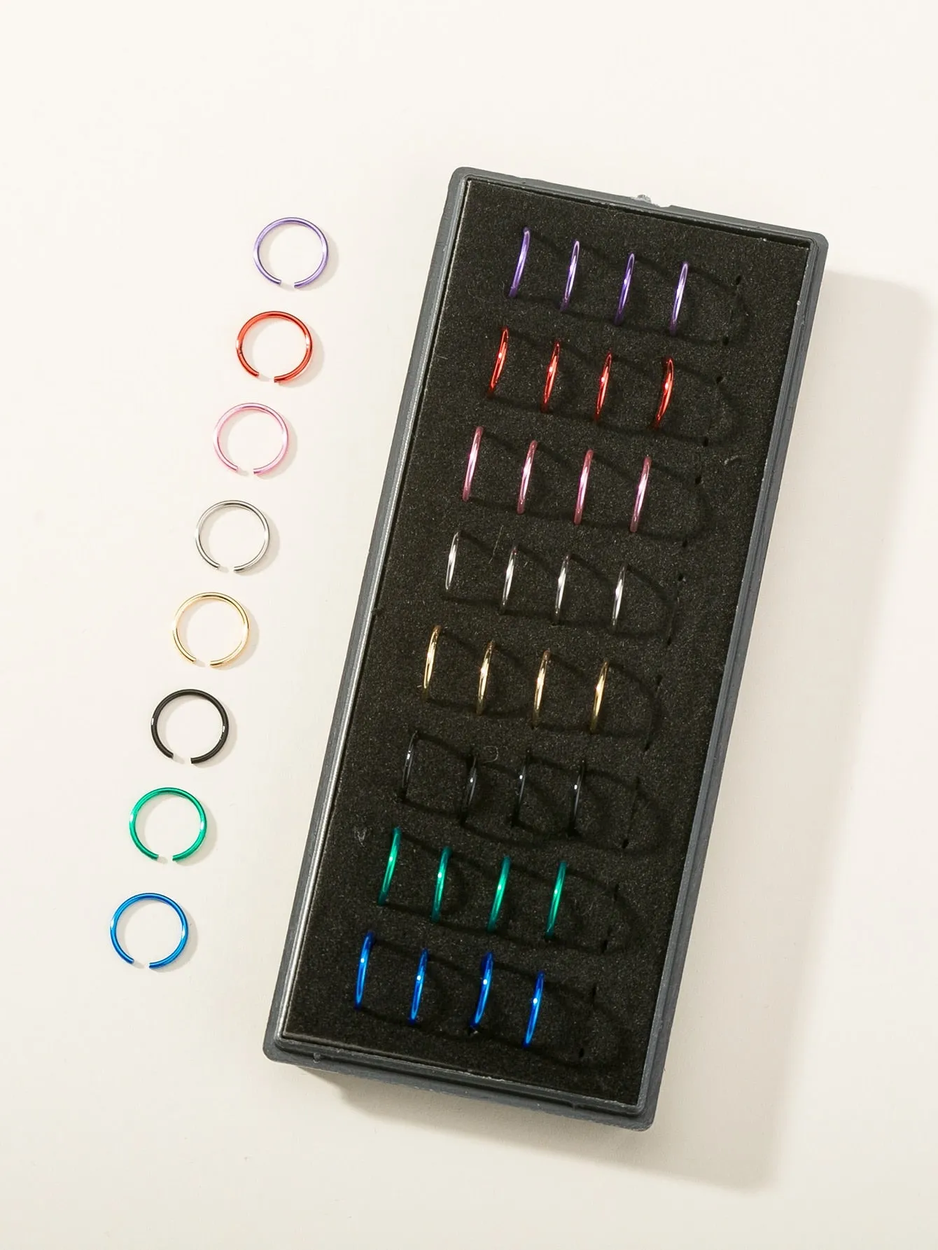 40pcs Colorful Round Nose Ring - Multicolor