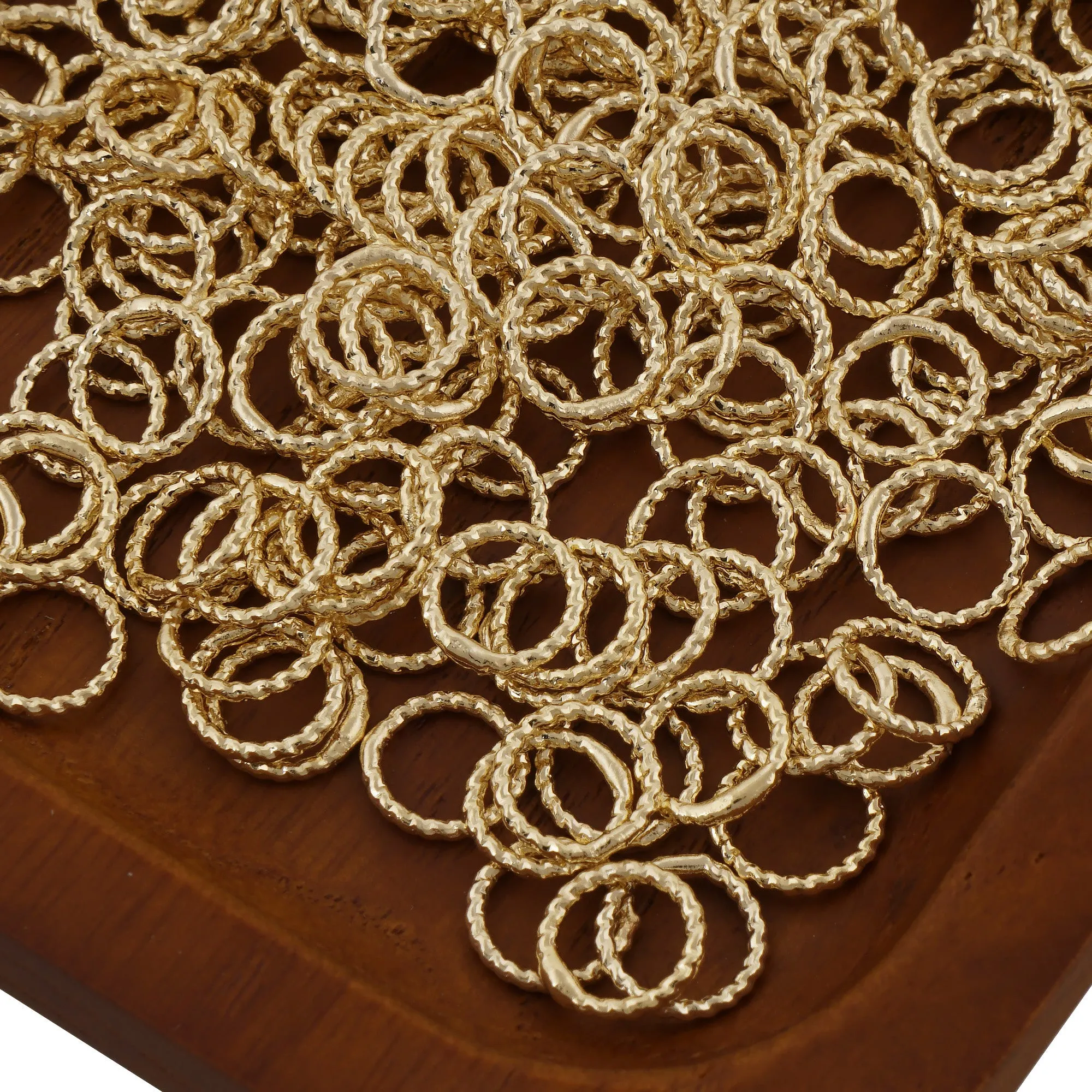 50PCS 14k Gold Filled Twisted Close Jump Rings for Jewelry Making and Connectors 104079