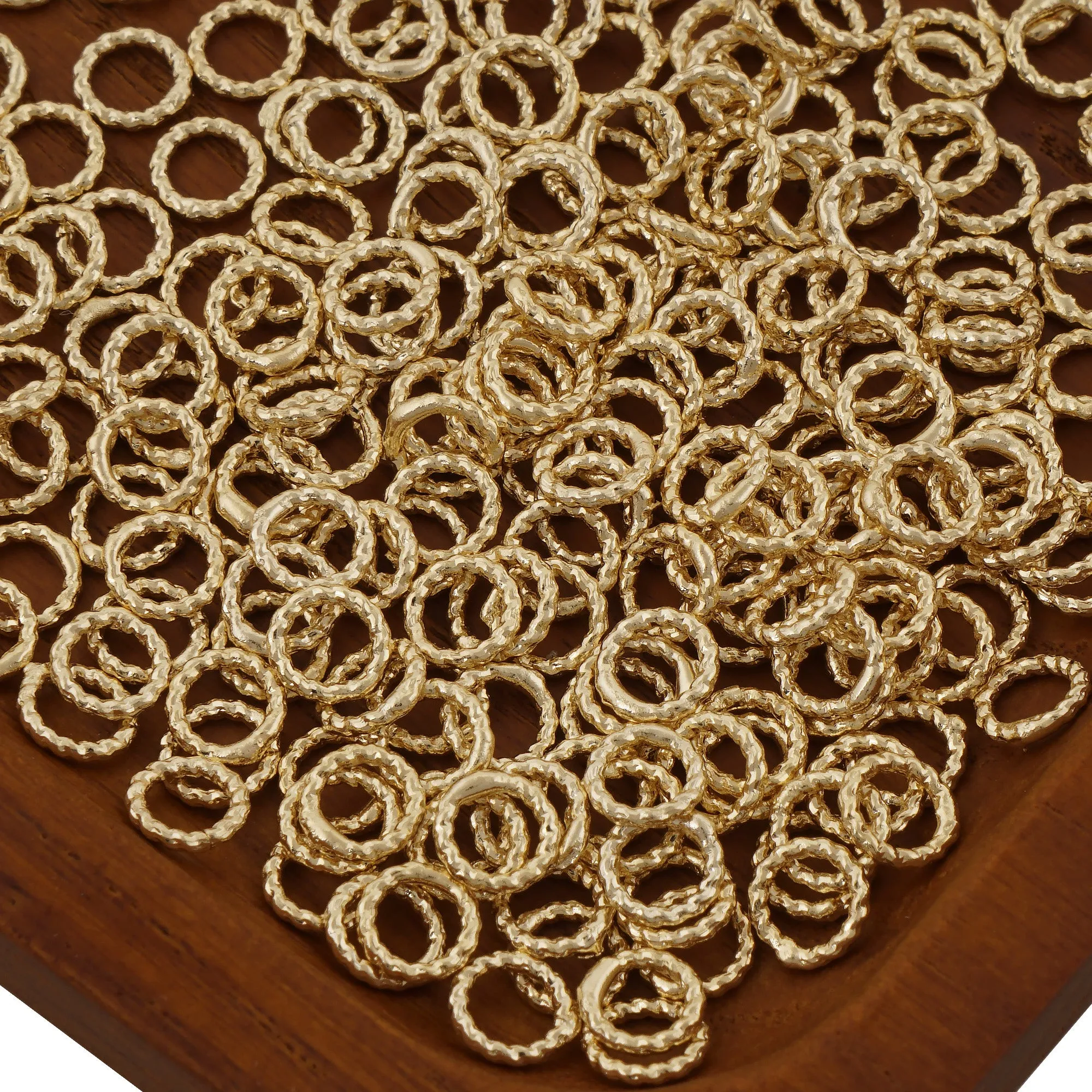 50PCS 14k Gold Filled Twisted Close Jump Rings for Jewelry Making and Connectors 104079