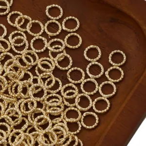 50PCS 14k Gold Filled Twisted Close Jump Rings for Jewelry Making and Connectors 104079