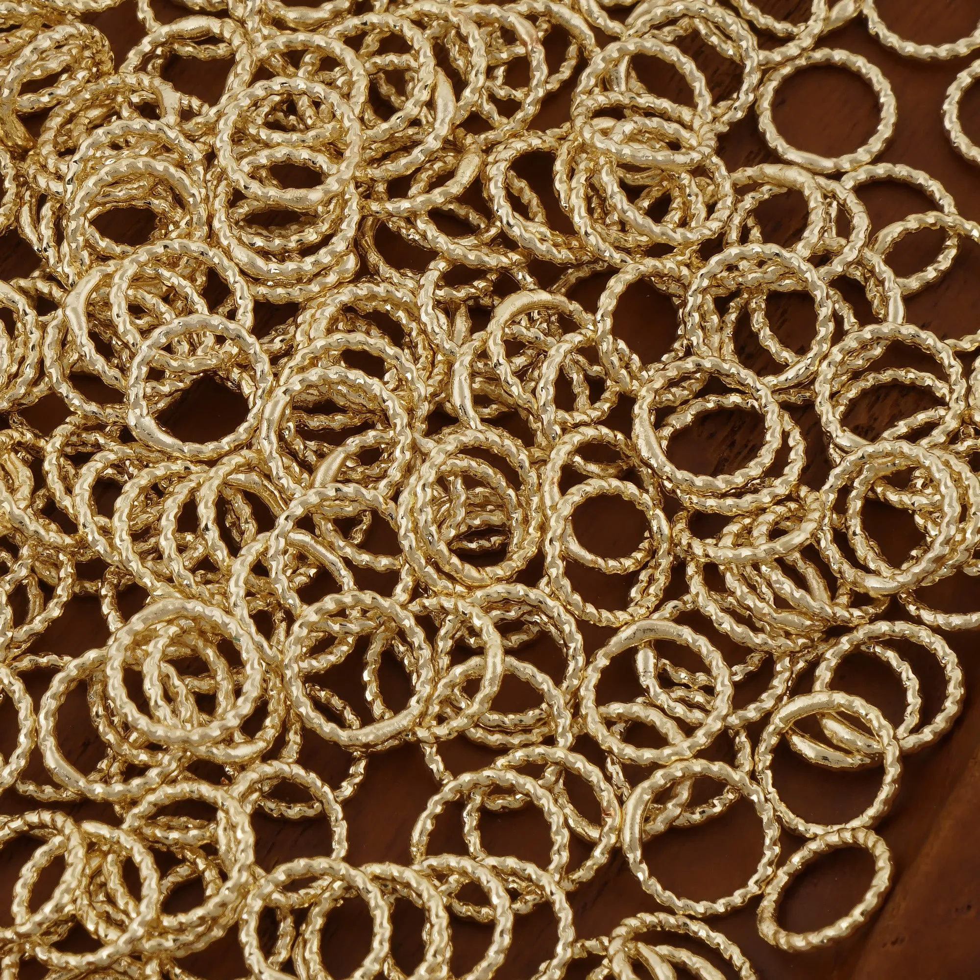 50PCS 14k Gold Filled Twisted Close Jump Rings for Jewelry Making and Connectors 104079