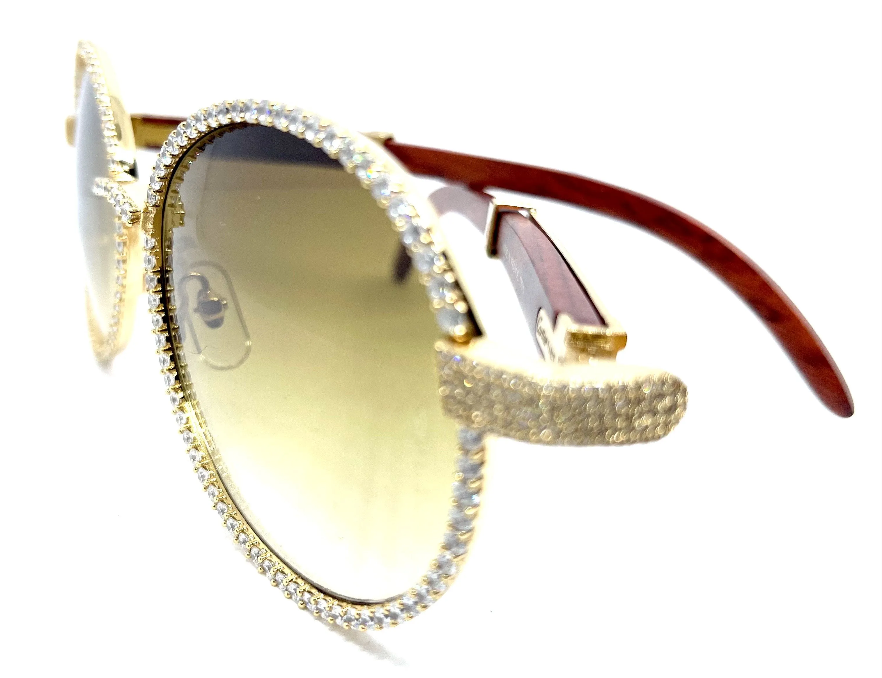 55-18 Bagatelle Gold & Wood Full Diamond Rim