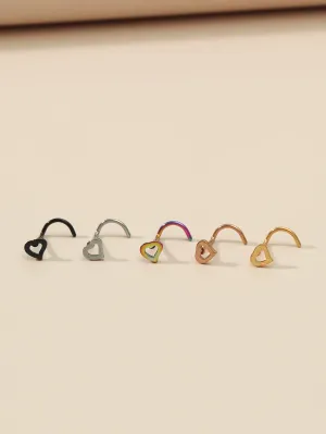 5pcs Heart Decor Nose Ring - Multicolor - FD ⚡