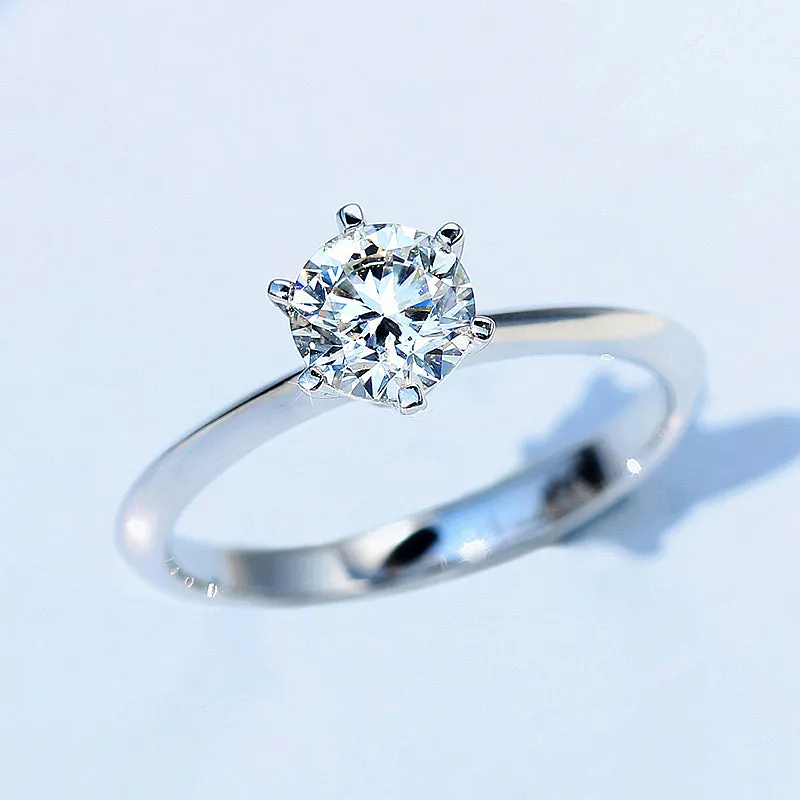 6 Prong Solitaire GIA Diamond Engagement Ring