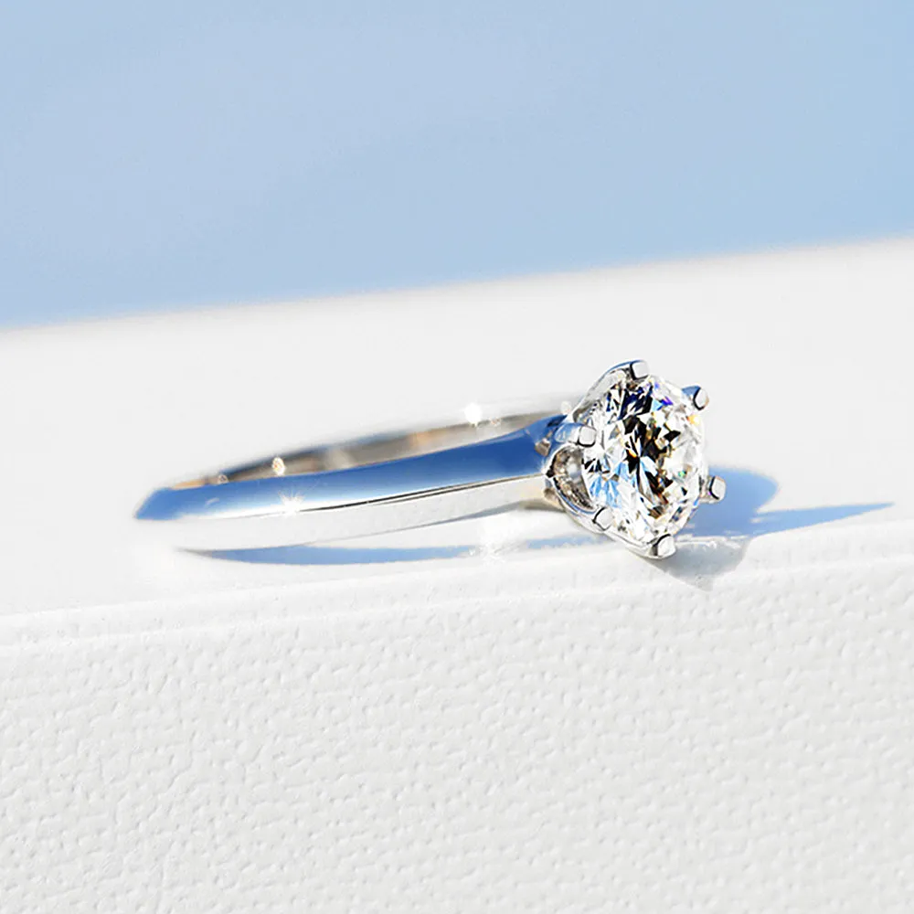 6 Prong Solitaire GIA Diamond Engagement Ring