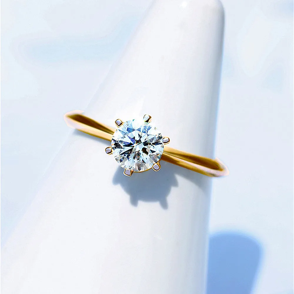 6 Prong Solitaire GIA Diamond Engagement Ring