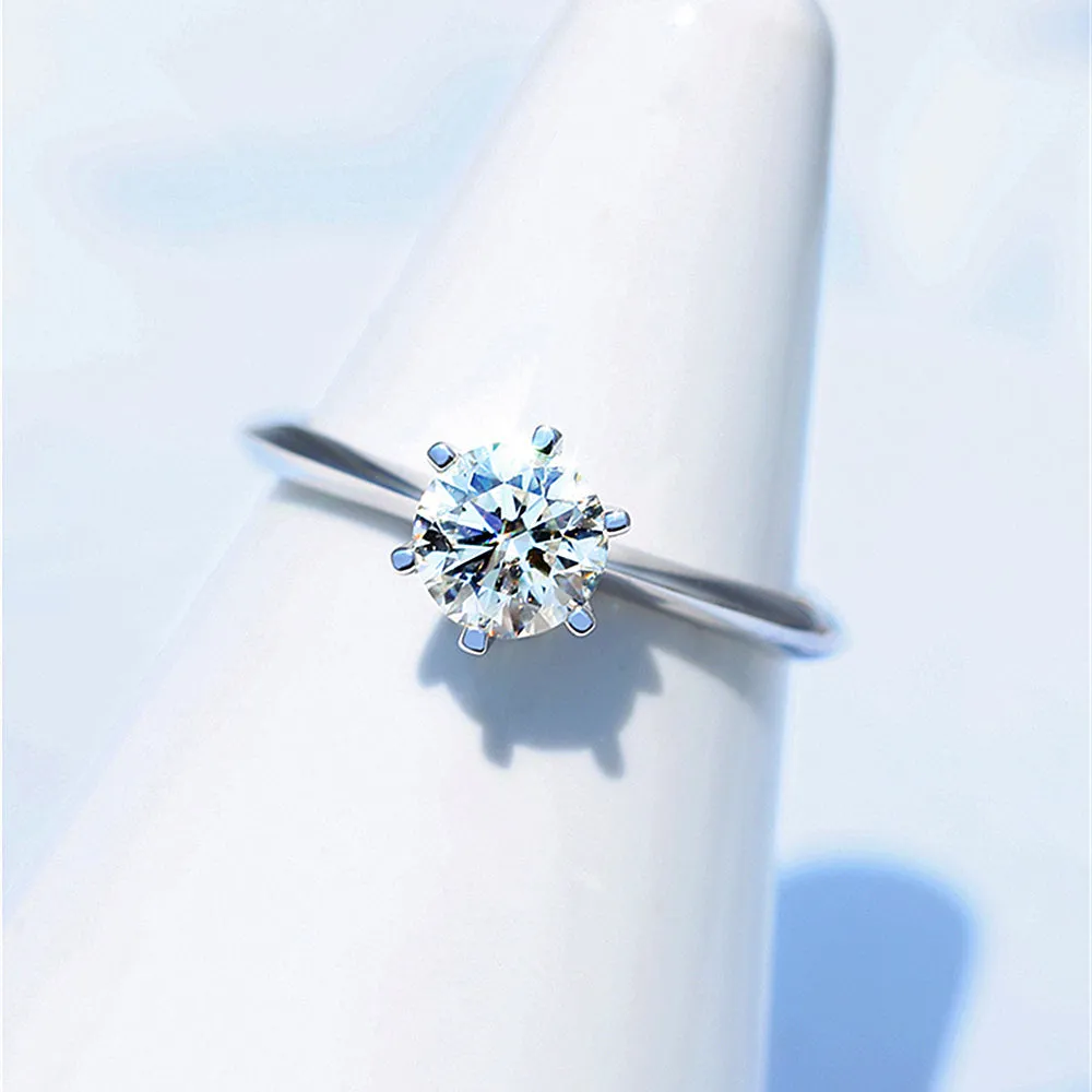 6 Prong Solitaire GIA Diamond Engagement Ring