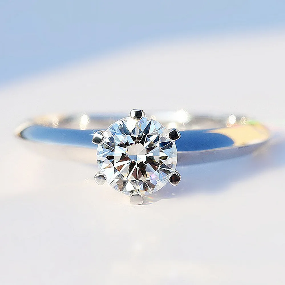 6 Prong Solitaire GIA Diamond Engagement Ring