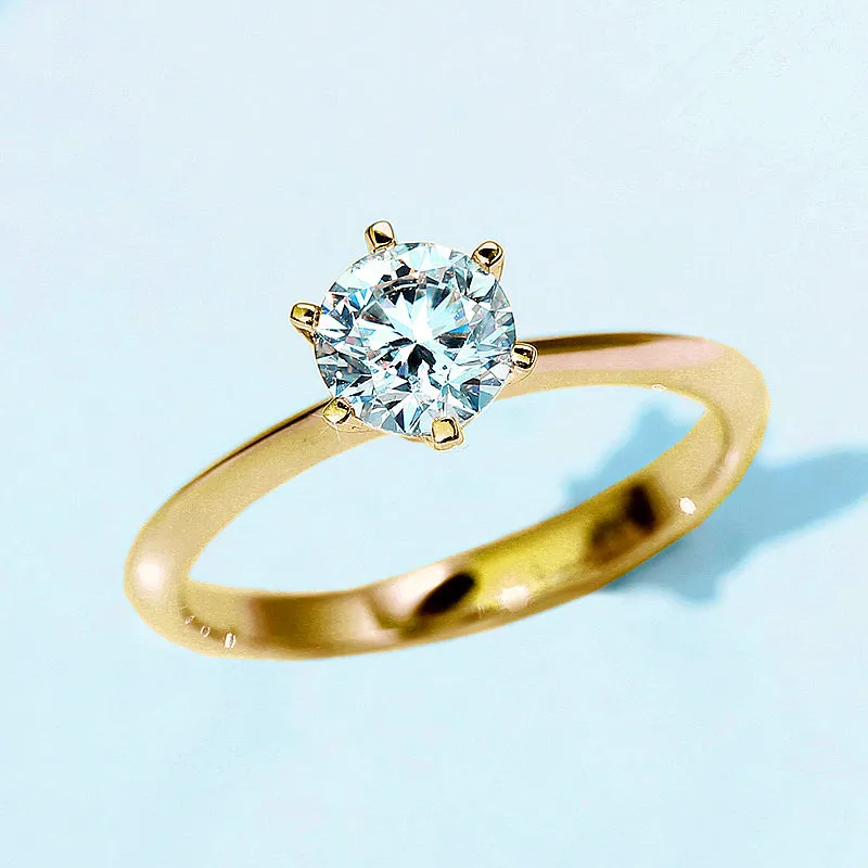 6 Prong Solitaire GIA Diamond Engagement Ring