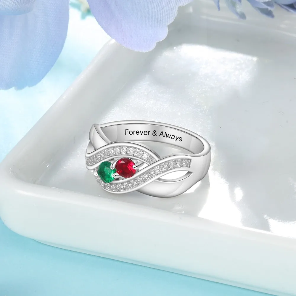 925 Sterling Silver Customized Birthstone Ring