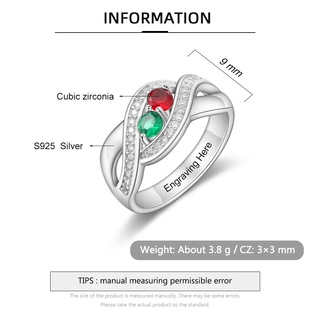 925 Sterling Silver Customized Birthstone Ring