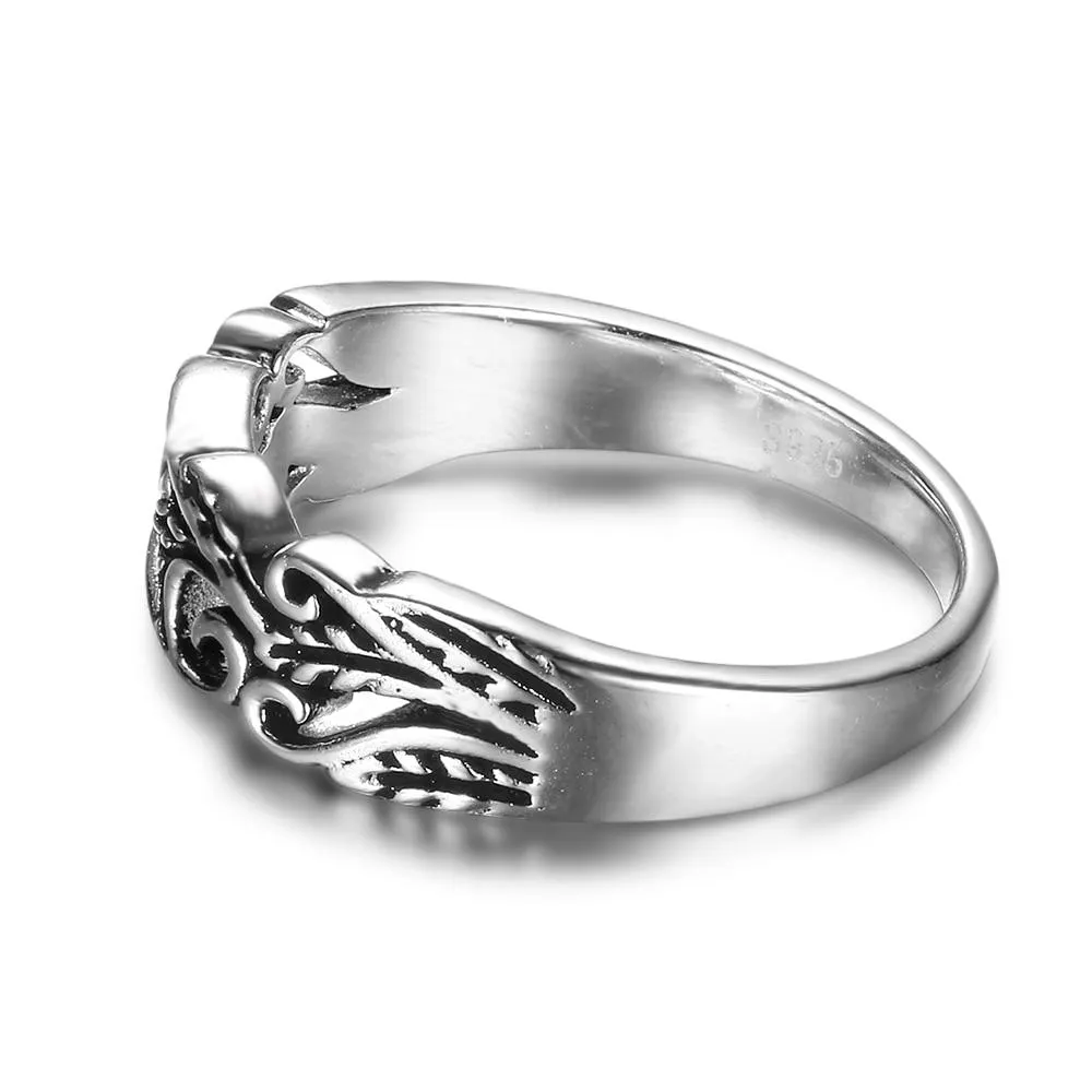 925 Sterling Silver Punk Style Hollow Out Ring, Fashion Jewelry Gift for Women