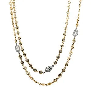 9.64ct tw Gold Diamond By The Yard With Trapezoid Accent Stations Statement Necklace