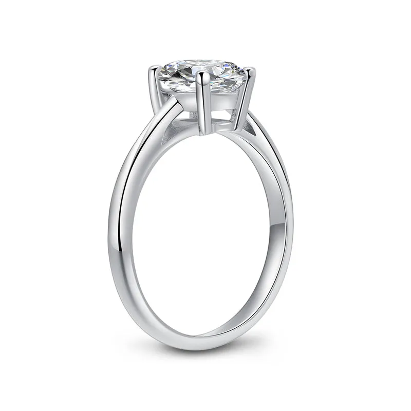 Ainuoshi Classic Oval Solitaire Created White Diamond Ring