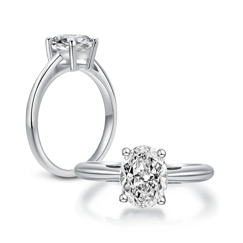 Ainuoshi Classic Oval Solitaire Created White Diamond Ring