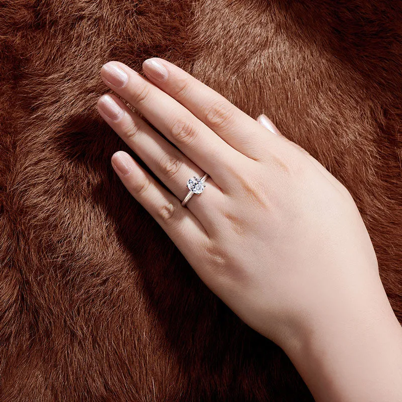 Ainuoshi Classic Oval Solitaire Created White Diamond Ring