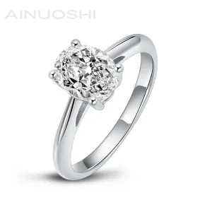 Ainuoshi Classic Oval Solitaire Created White Diamond Ring