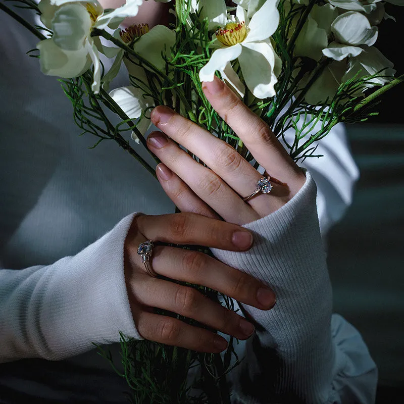 Ainuoshi Classic Oval Solitaire Created White Diamond Ring