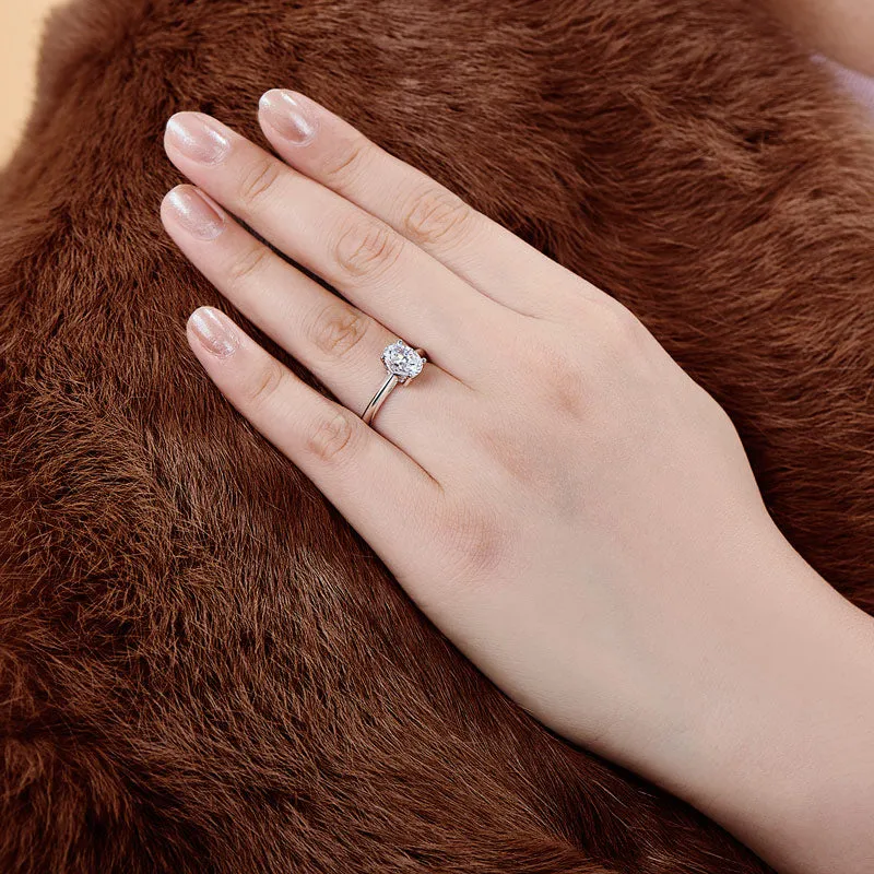 Ainuoshi Classic Oval Solitaire Created White Diamond Ring