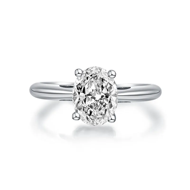 Ainuoshi Classic Oval Solitaire Created White Diamond Ring