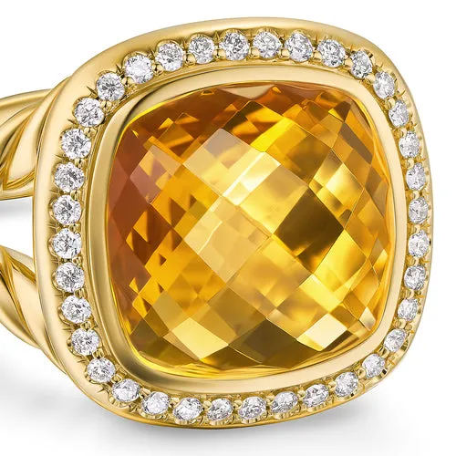 Albion Ring in 18K Yellow Gold with Citrine and Diamonds, 11mm, Size 6