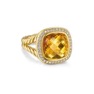 Albion Ring in 18K Yellow Gold with Citrine and Diamonds, 11mm, Size 6