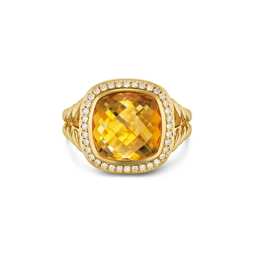 Albion Ring in 18K Yellow Gold with Citrine and Diamonds, 11mm, Size 6