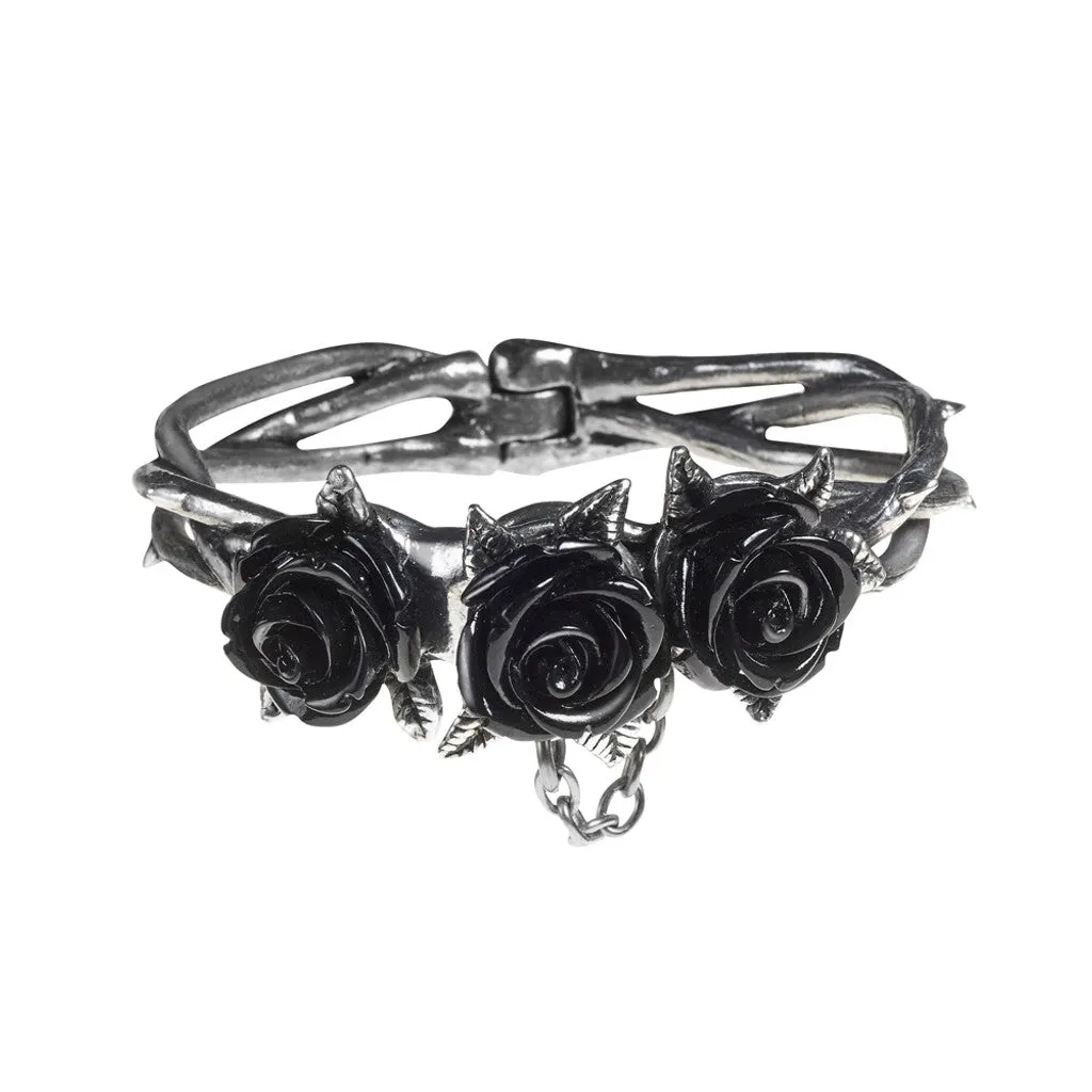 Alchemy Gothic A125 Wild Black Rose Bracelet CHOOSE Size