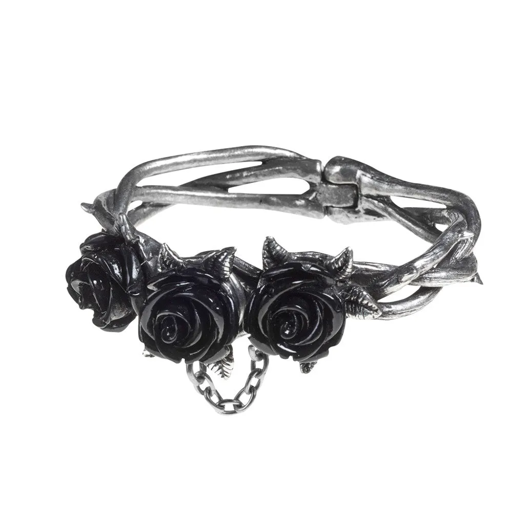 Alchemy Gothic A125 Wild Black Rose Bracelet CHOOSE Size